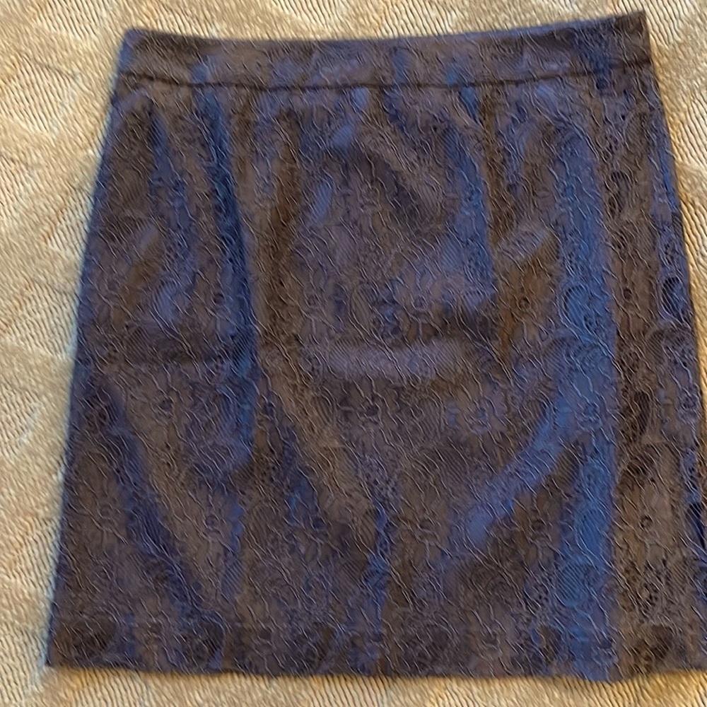Loft Dark Brown Embroidery Short Skirt Size 6